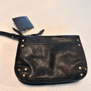 NWT Club Monaco black leather wristlet wallet